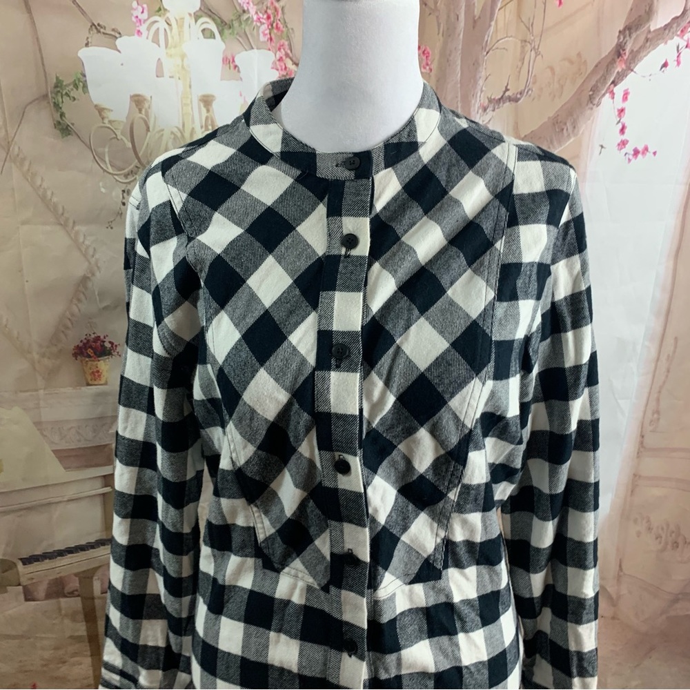 Derek Lam 10 Crosby Checker Plaid Flannel Tie Tunic Dress - Picture 6 of 14
